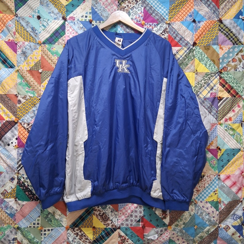 University of Kentucky UK Jacket Pullover Windbreaker Badger Sport Blue Gray Lar